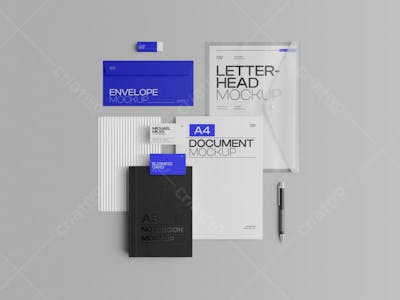 Flatlay Angle Letterhead & Handbook With Glass Plastic