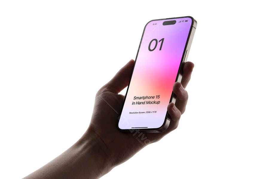 Mockup Smartphone na Mão: Design Moderno e Cores Vibrantes
