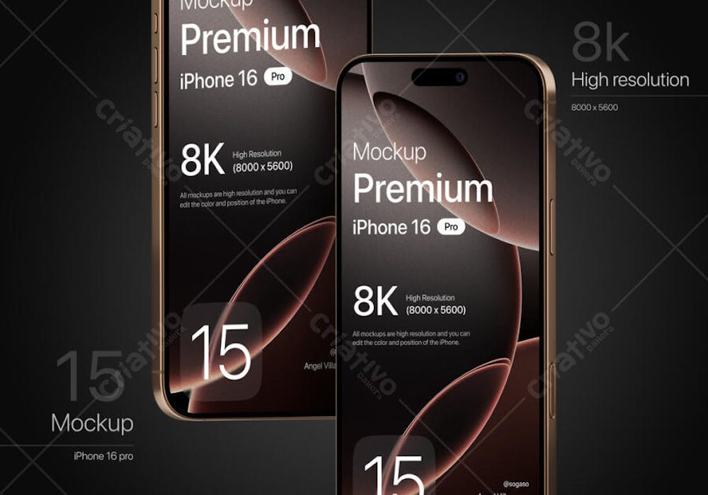 Premium iPhone 16 Pro Mockup Desert Titanium (14)