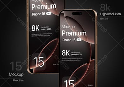Premium iPhone 16 Pro Mockup Desert Titanium (14)