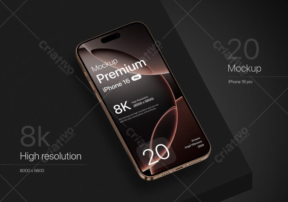 Premium iPhone 16 Pro Mockup Desert Titanium (19)