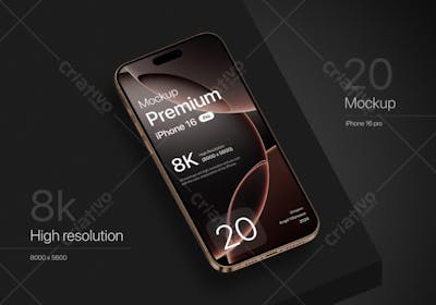 Premium iPhone 16 Pro Mockup Desert Titanium (19)