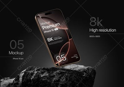 Premium iPhone 16 Pro Mockup Desert Titanium (4)