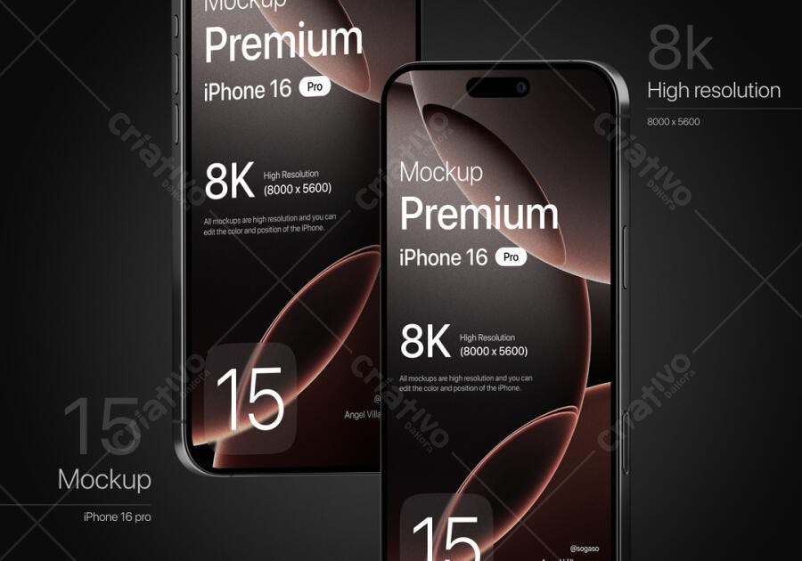 Mockup iPhone 16 Pro: Design Moderno em Preto e Marrom