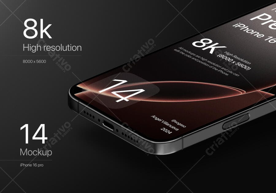 Mockup iPhone 16 Pro: Design Moderno em 8K