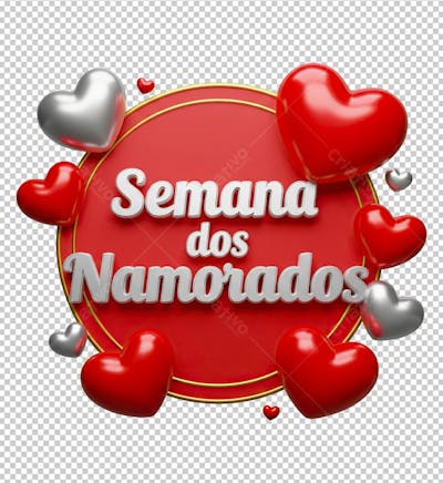 Selo Semana dos Namorados Circular Renderizado em 3D