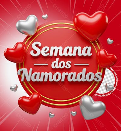 Selo Semana dos Namorados Renderizado em 3D
