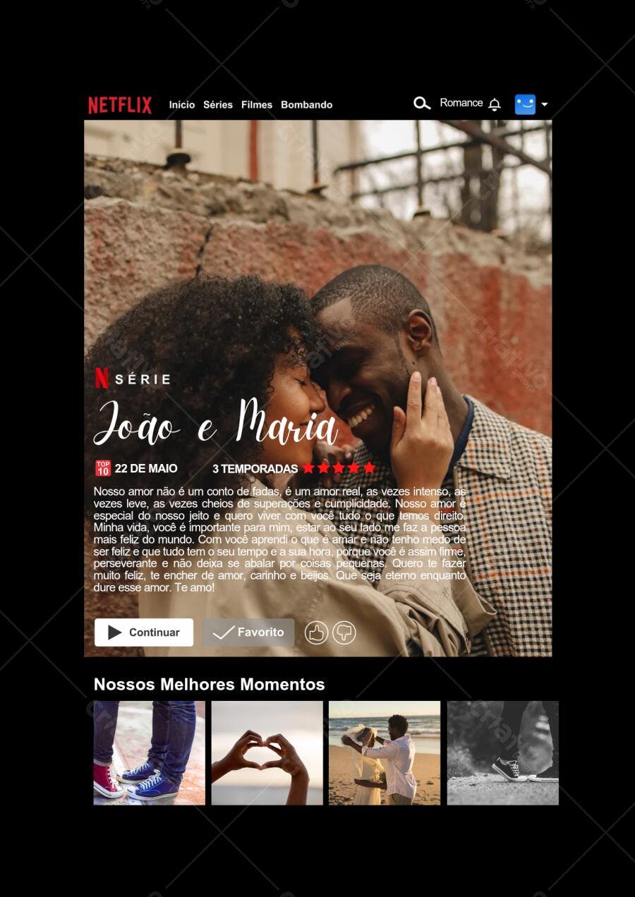 Post Instagram casal apaixonado Netflix Editável no Canva