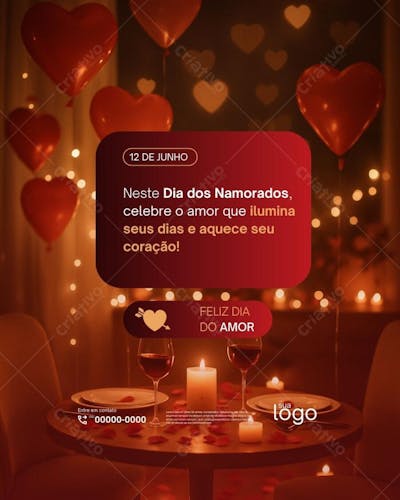 Arte dia dos namorados Editável no Canva