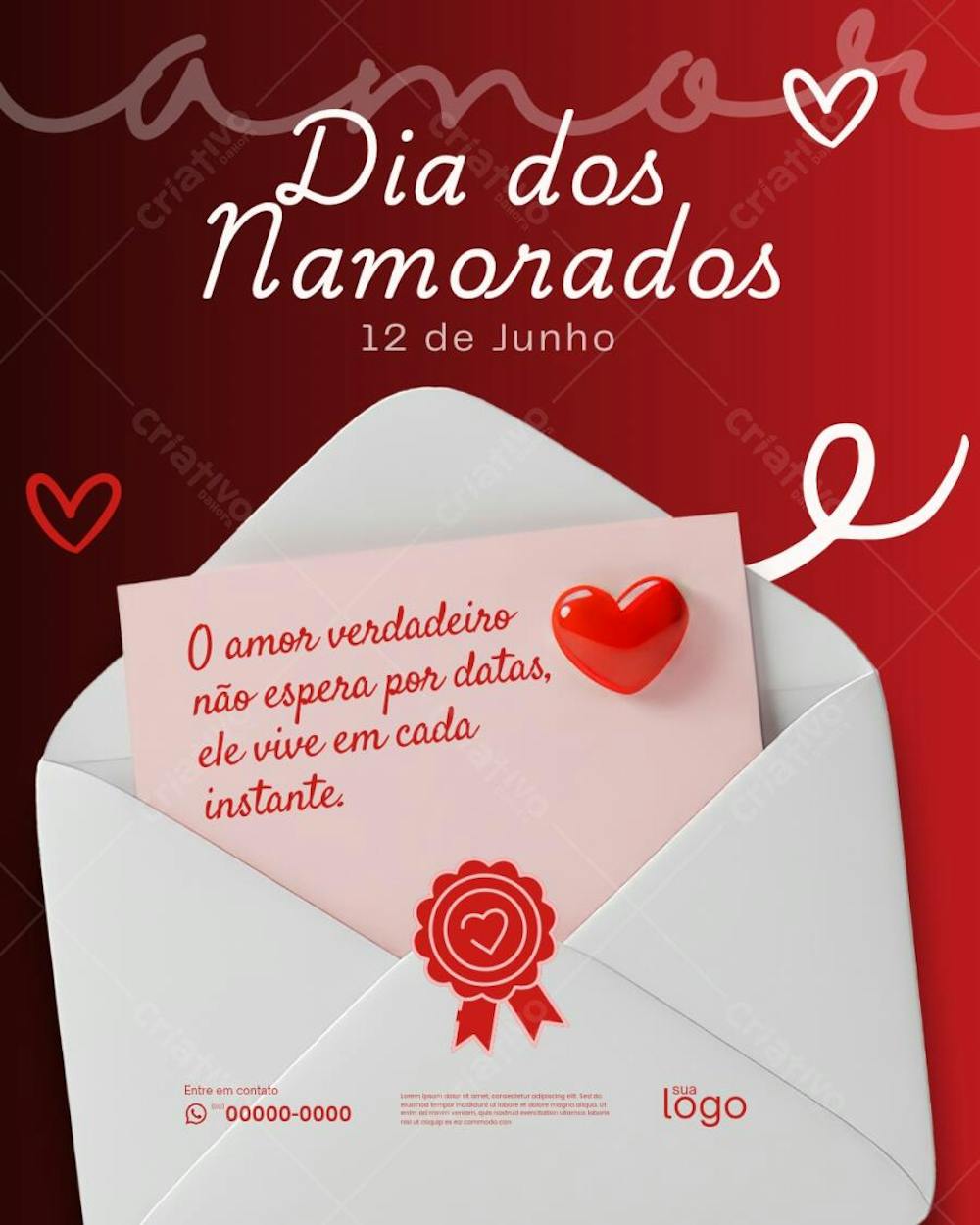 Arte dia dos namorados Editável no Canva