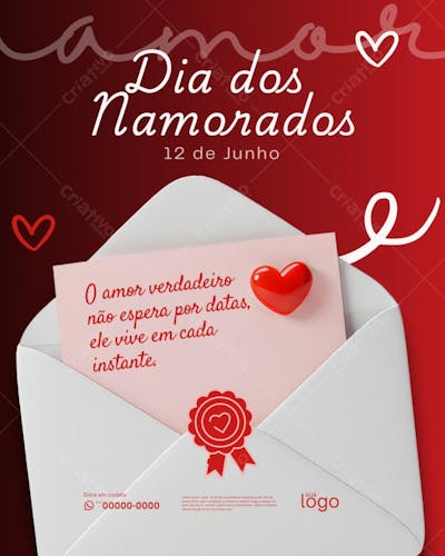 Arte dia dos namorados Editável no Canva