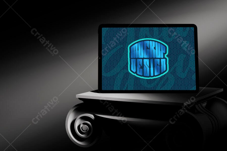 Mockup Tablet Moderno com Design Azul Escuro