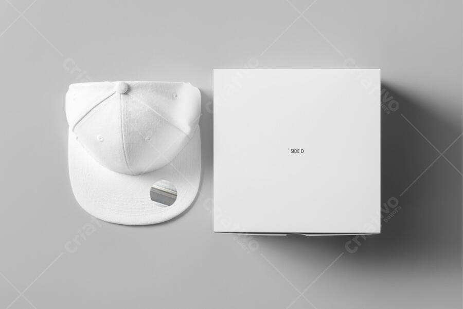 Mockup Minimalista: Boné e Caixa Branca para Branding