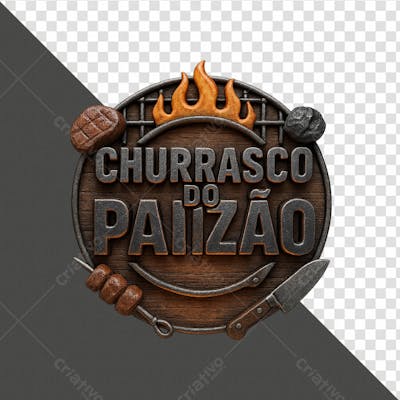 selo 3d Churrasco do paiizao png
