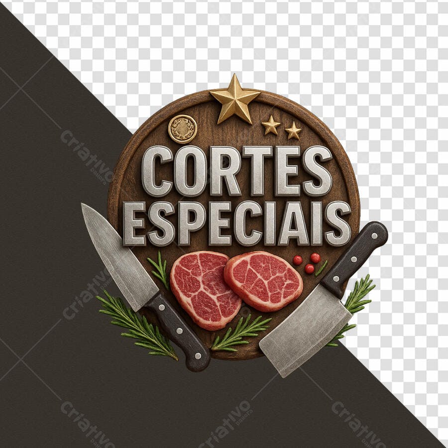 Logotipo Churrascaria Cortes Especiais PSD Editável