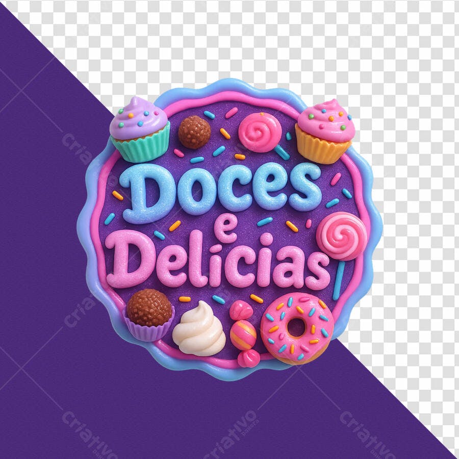 Logo Doce e Delicioso para Padaria PSD Editável