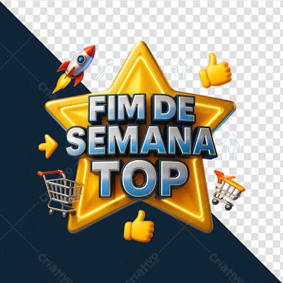 Selo 3d fim de semana top png