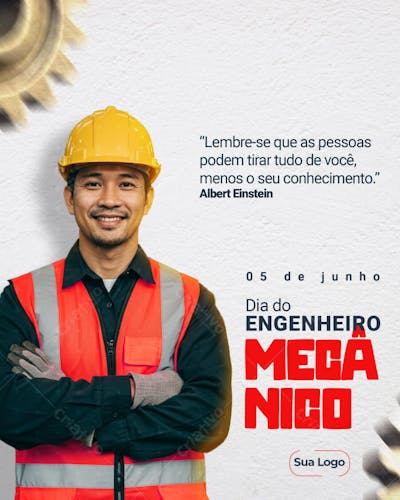 Dia do Engenheiro Mecânico psd editavel