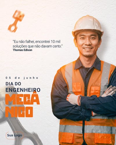 Dia do Engenheiro Mecânico psd editavel