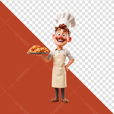 Personagem de desenho animado com IA em fundo transparente