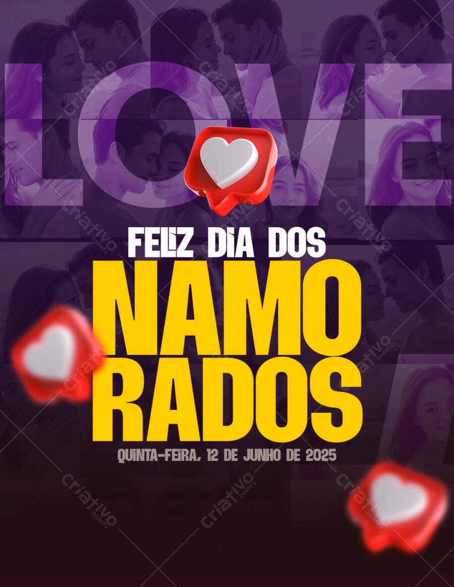 Flyer Dia dos Namorados 12 de Junho PSD Editável