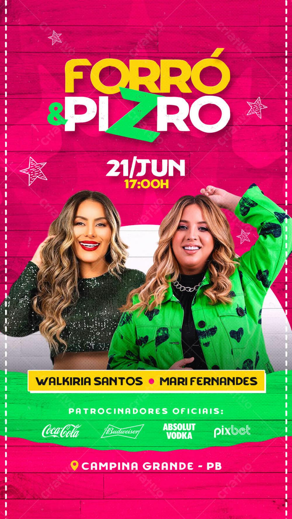FLYER DE SÃO JOÃO PSD EDITÁVEL STORIES FORRÓ E PIZEIRO