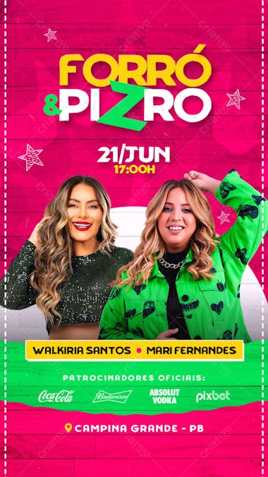 FLYER SÃO JOÃO PSD EDITÁVEL STORIES FORRÓ E PIZEIRO