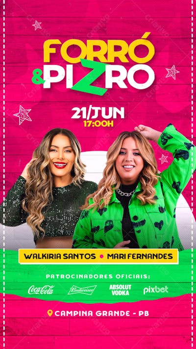 FLYER DE SÃO JOÃO PSD EDITÁVEL STORIES FORRÓ E PIZEIRO