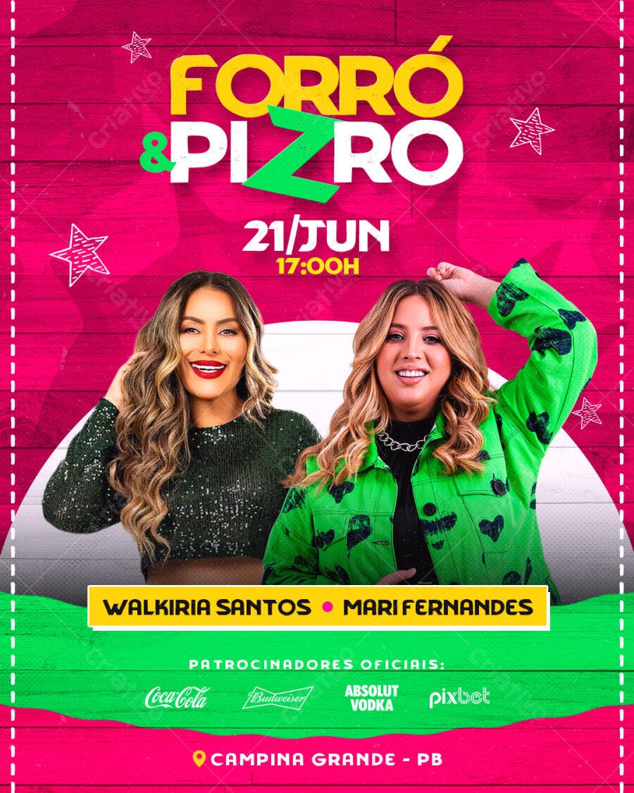 Flyer para Show Forró e Píro 21/Jun PSD Editável