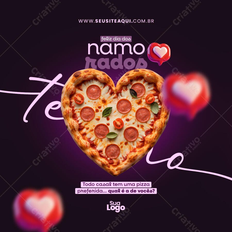 Postagem Dia dos Namorados Pizza PSD Editável