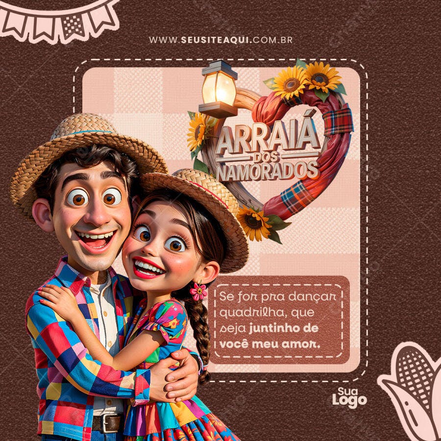 Post para Arraia dos Namorados PSD Editável