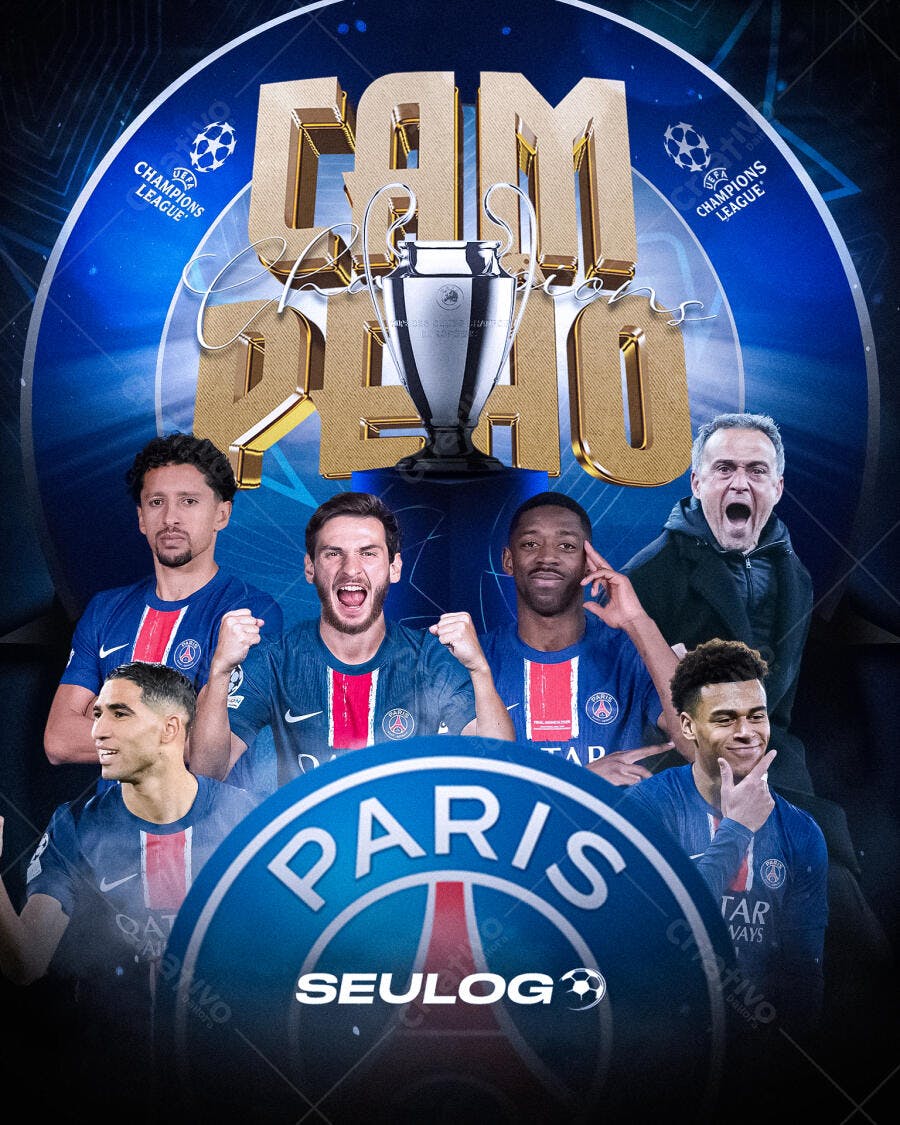 Poster PSG Champions League PSD Editável