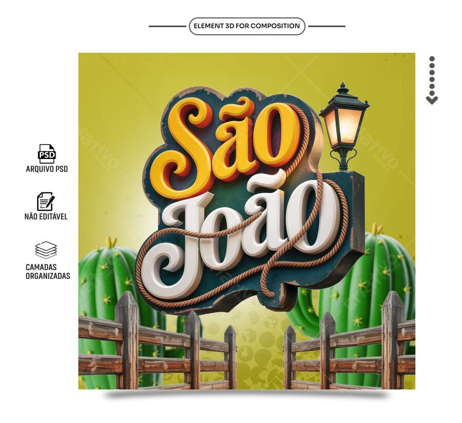 Selo 3D Festa Junina estilo vintage