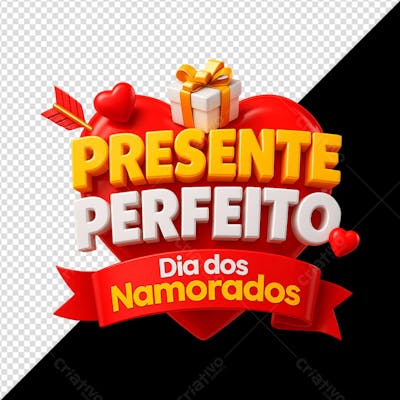 Selo 3D Presente Perfeito Dia dos Namorados Elemento