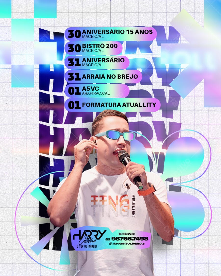Flyer para Shows de Harry Oliveira PSD Editável