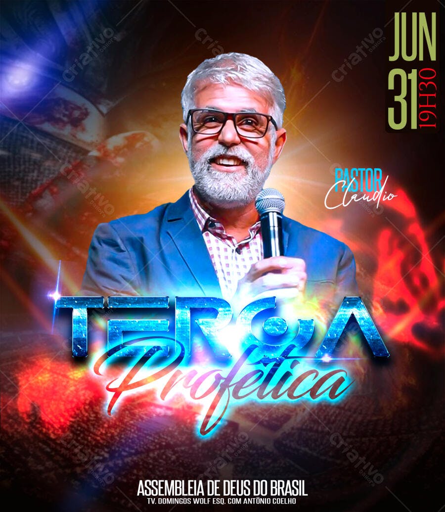Flyer para Terça Profética PSD Editável