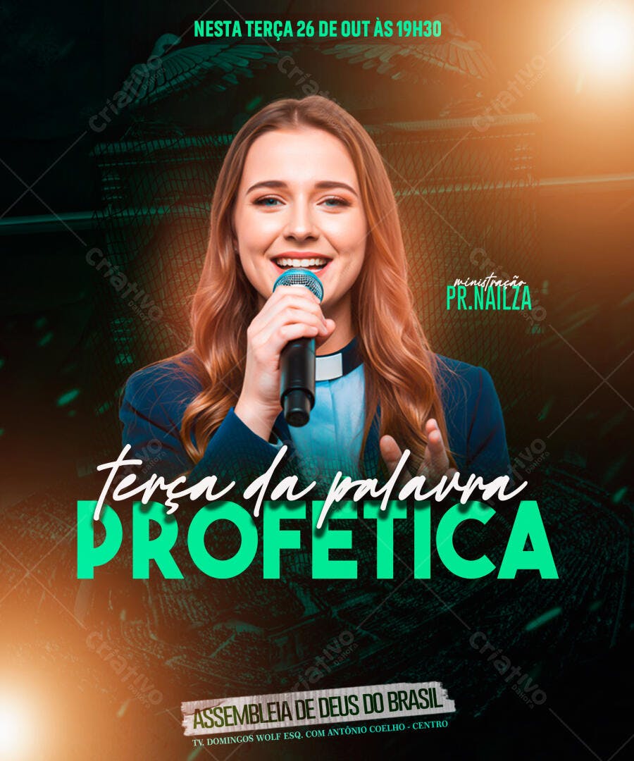Flyer para Terça da Palavra Profética PSD Editável