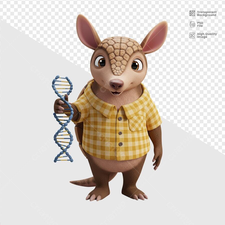 Personagem Tatu-Bola Cientista PSD Editável