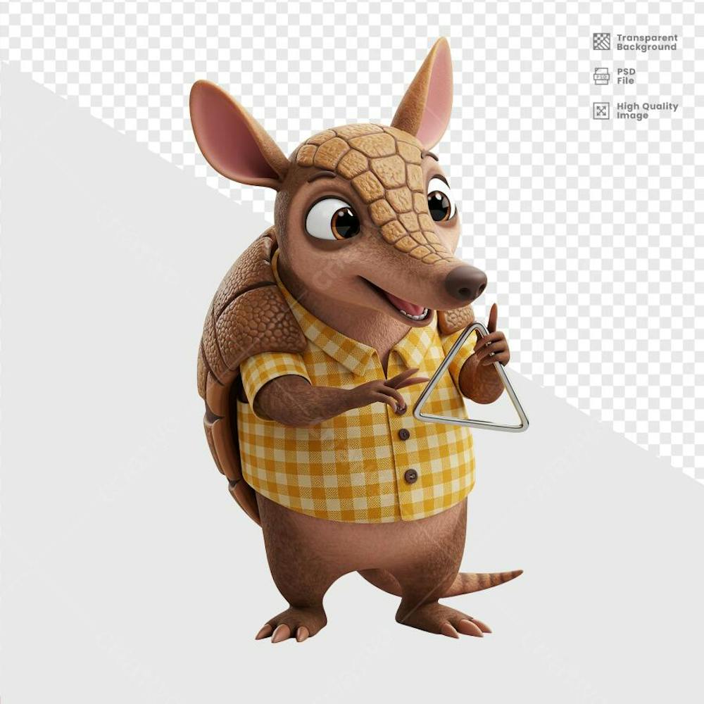 MASCOTE 3D TATU  CAIPIRA 3