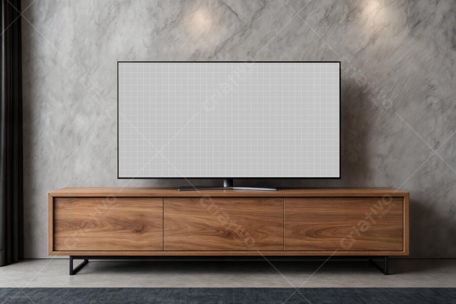 Mockup de Smart TV Moderna em Sala de Estar