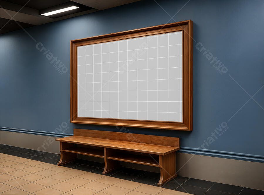 Mockup Quadro Grande em Moldura de Madeira - Ambiente Moderno