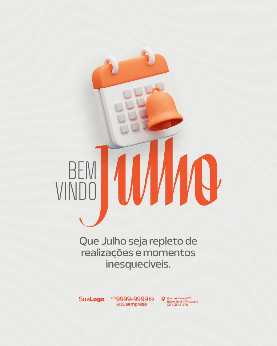 Postagem para Boas Vindas Julho PSD Editável