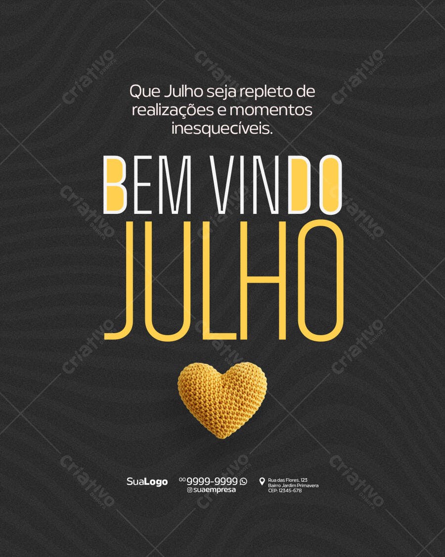 Postagem de Boas Vindas Julho PSD Editável