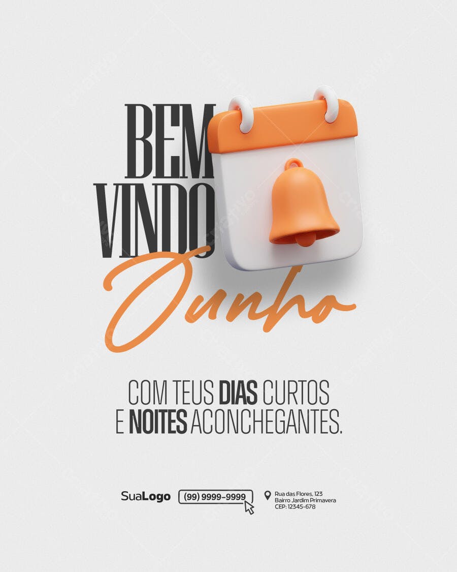 Post para Boas Vindas Junho PSD Editável