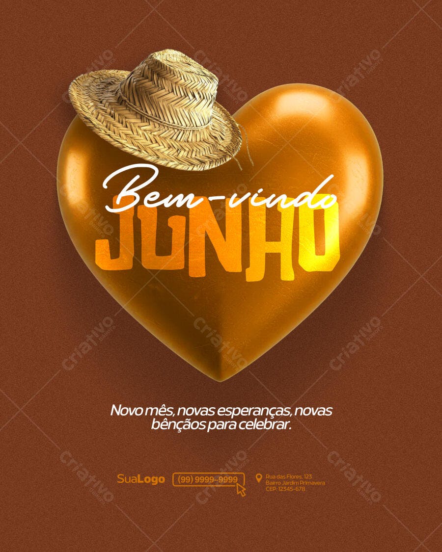 Flyer Bem-vindo Junho PSD Editável