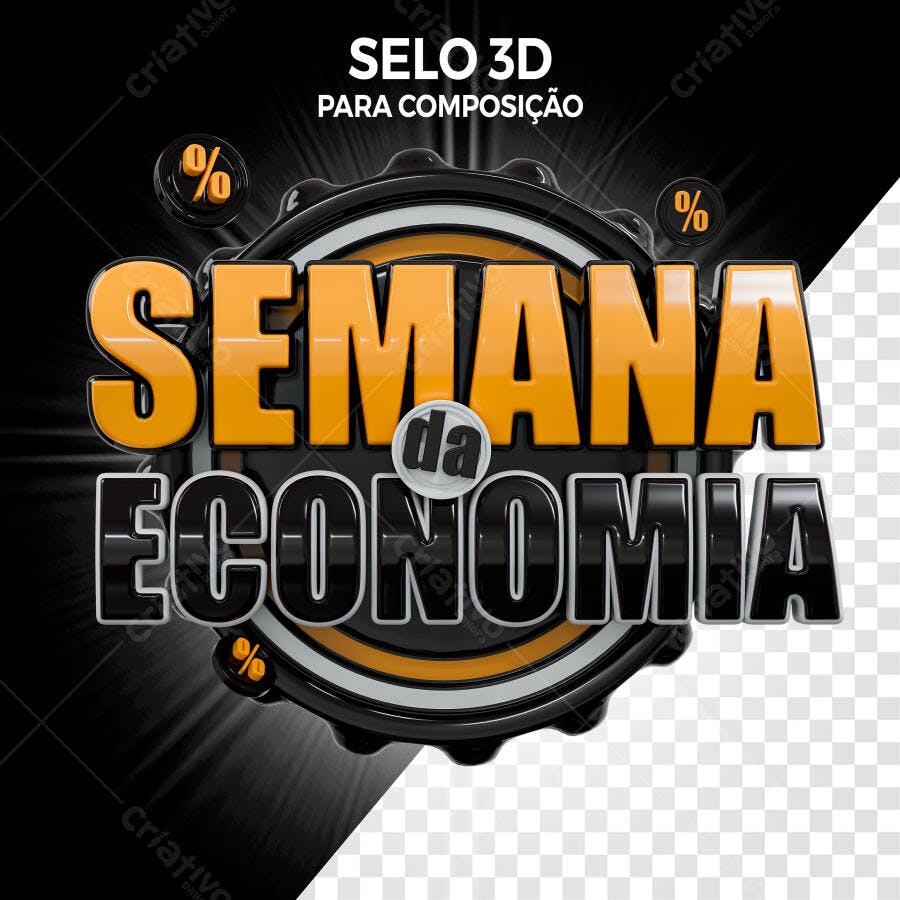 Selo 3D promocional amarelo e preto