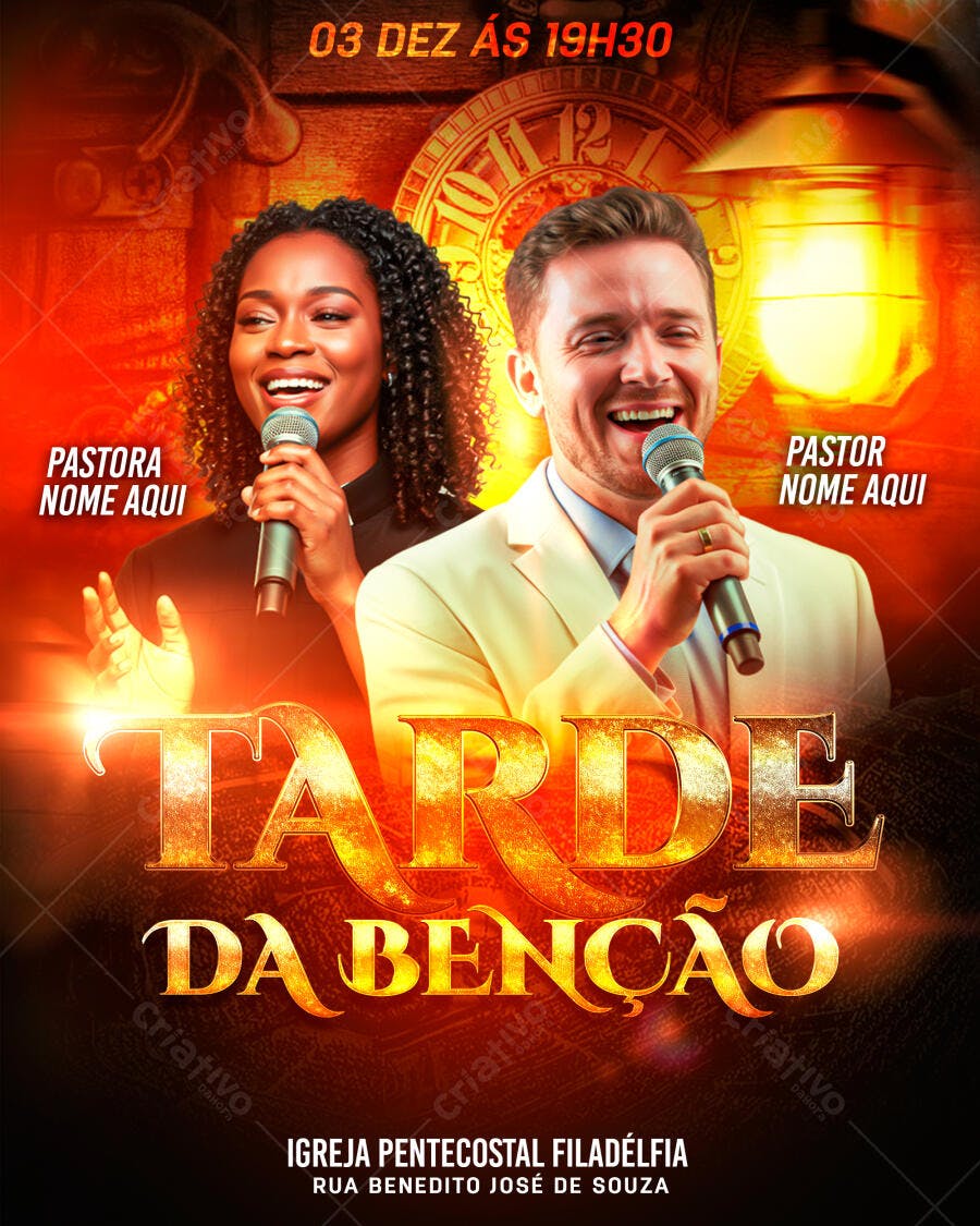 Flyer Tarde de Benção 03 de Dezembro PSD Editável
