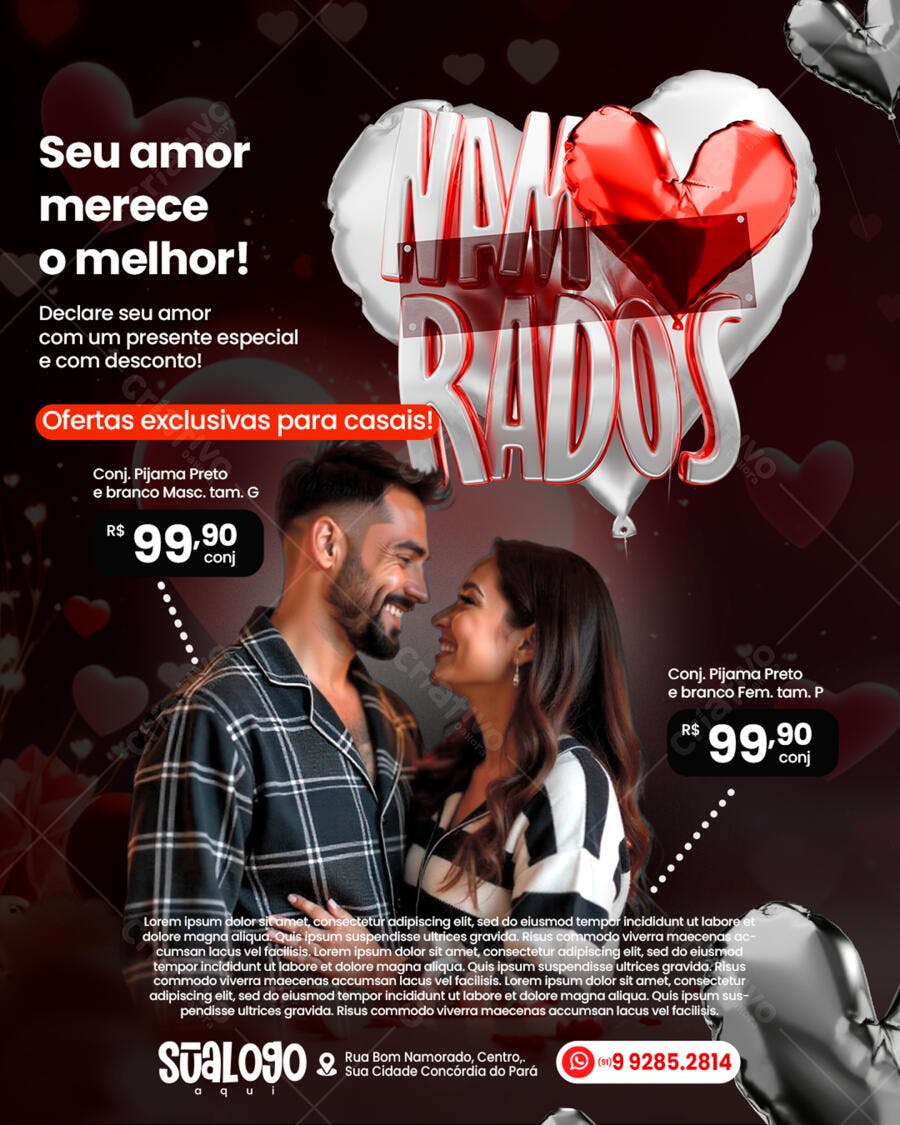 Flyer Dia dos Namorados PSD Editável
