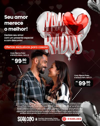 Flyer Promo Dos Namorados Seu Amor Merece O Melhor Social Media PSD Modelos na arte não Inclusos