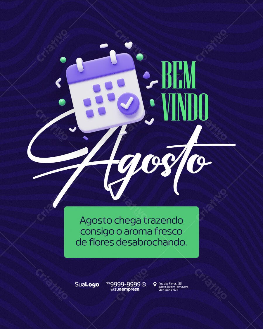 Flyer de Boas-Vindas Agosto PSD Editável